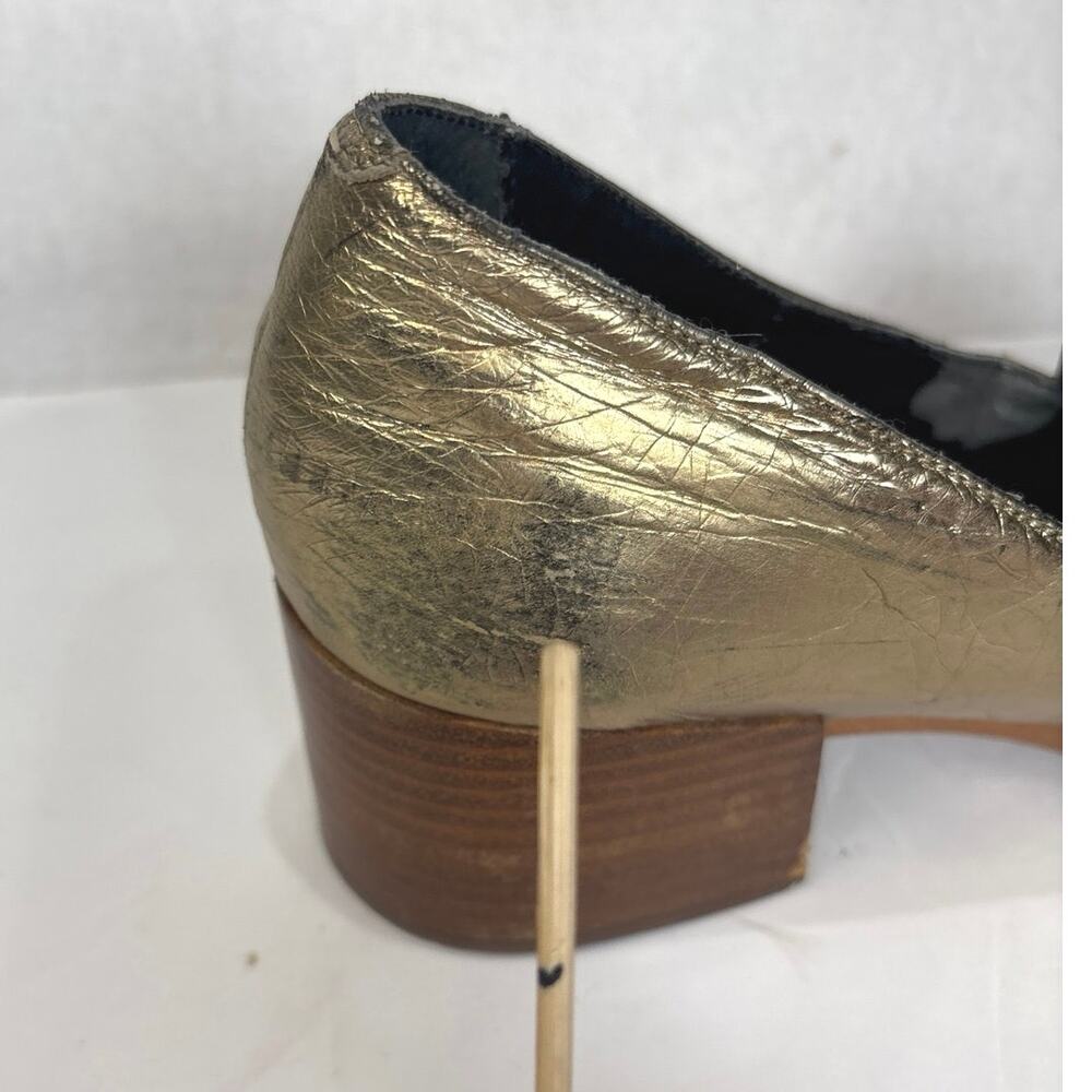 Rebecca Minkoff Edie Loafers Women's 8 Gold Metallic Tassel Heeled Leather - Picture 11 of 12